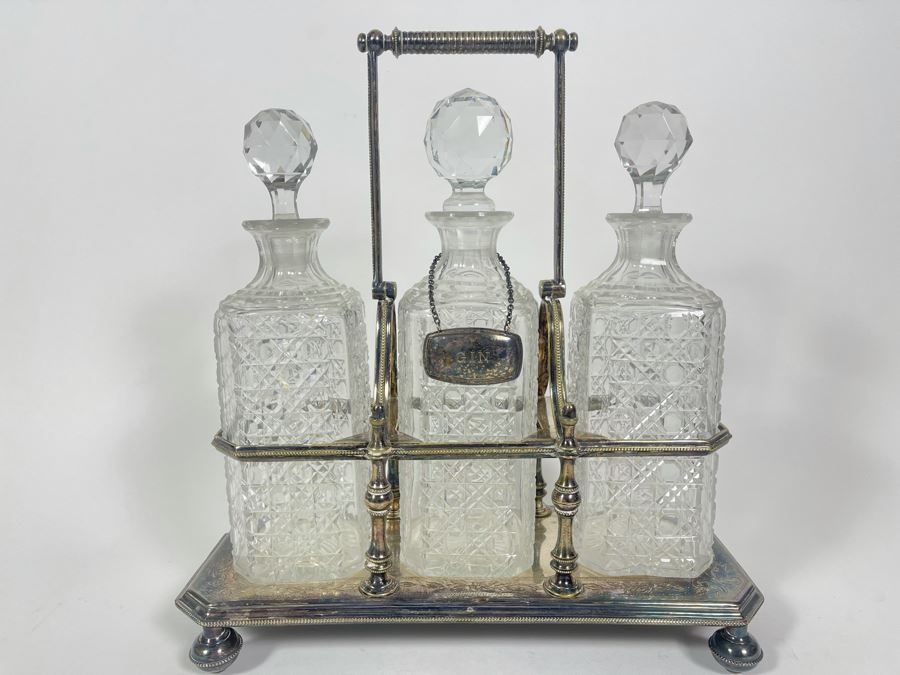 Silver Plated & Crystal Tantalus Set 12.5W X 5.5D X 13.5H [Photo 2]