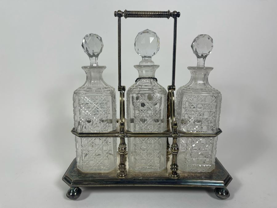 Silver Plated & Crystal Tantalus Set 12.5W X 5.5D X 13.5H [Photo 7]