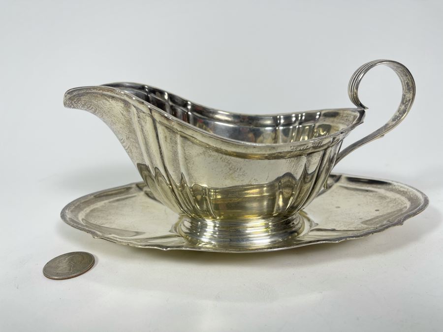Gorham Sterling Silver Gravy Boat With Underplate Chippendale Pattern 427.7g [Photo 1]