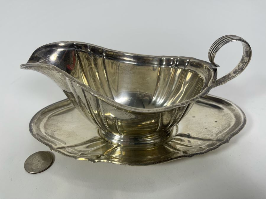Gorham Sterling Silver Gravy Boat With Underplate Chippendale Pattern 427.7g [Photo 4]