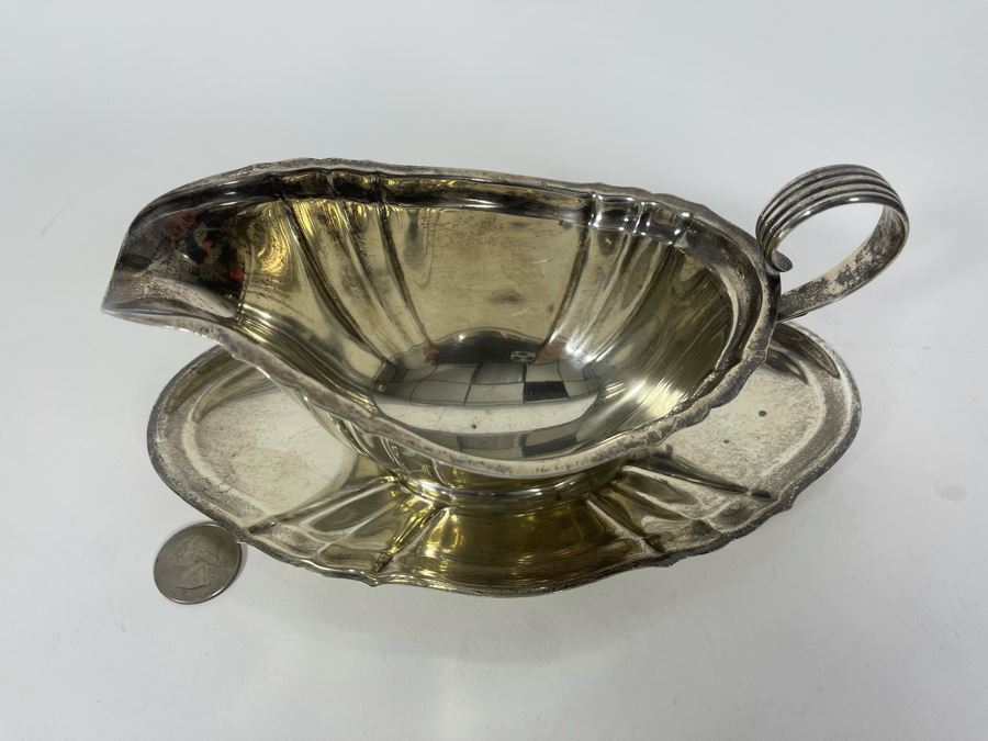 Gorham Sterling Silver Gravy Boat With Underplate Chippendale Pattern 427.7g [Photo 5]