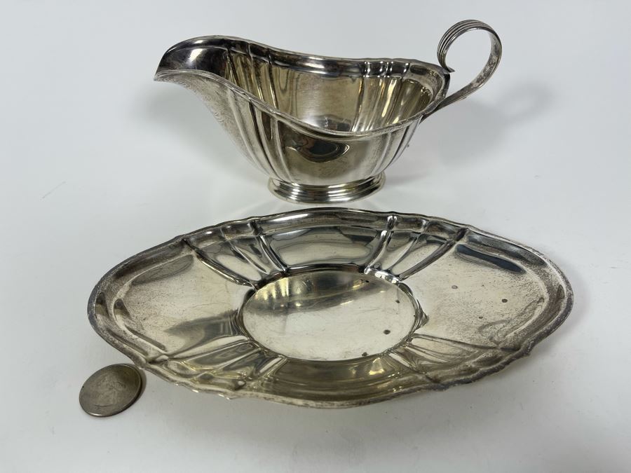 Gorham Sterling Silver Gravy Boat With Underplate Chippendale Pattern 427.7g [Photo 6]