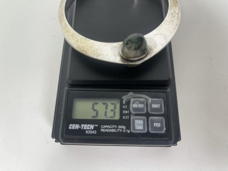 Sterling Silver Modernist Designer Bracelet With Stones Signed Strand 3W 57.3g [Photo 13]