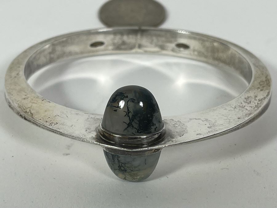 Sterling Silver Modernist Designer Bracelet With Stones Signed Strand 3W 57.3g [Photo 3]