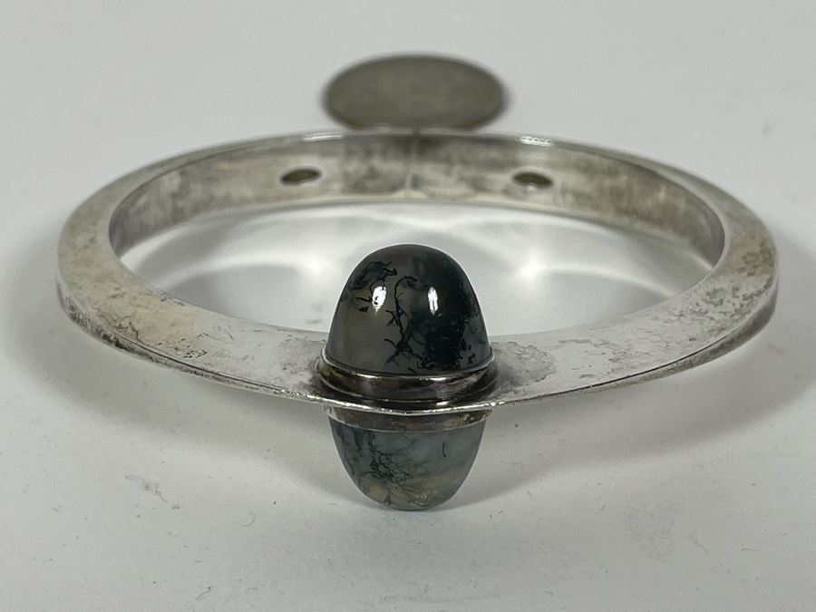 Sterling Silver Modernist Designer Bracelet With Stones Signed Strand 3W 57.3g [Photo 2]