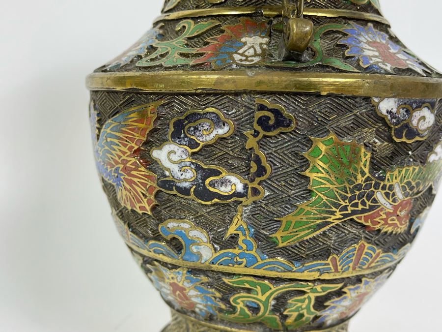 Vintage Japanese Champleve Vase 6.5W X 9.5H [Photo 10]