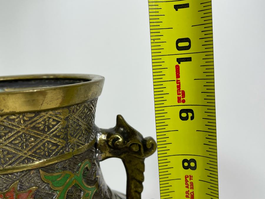 Vintage Japanese Champleve Vase 6.5W X 9.5H [Photo 16]