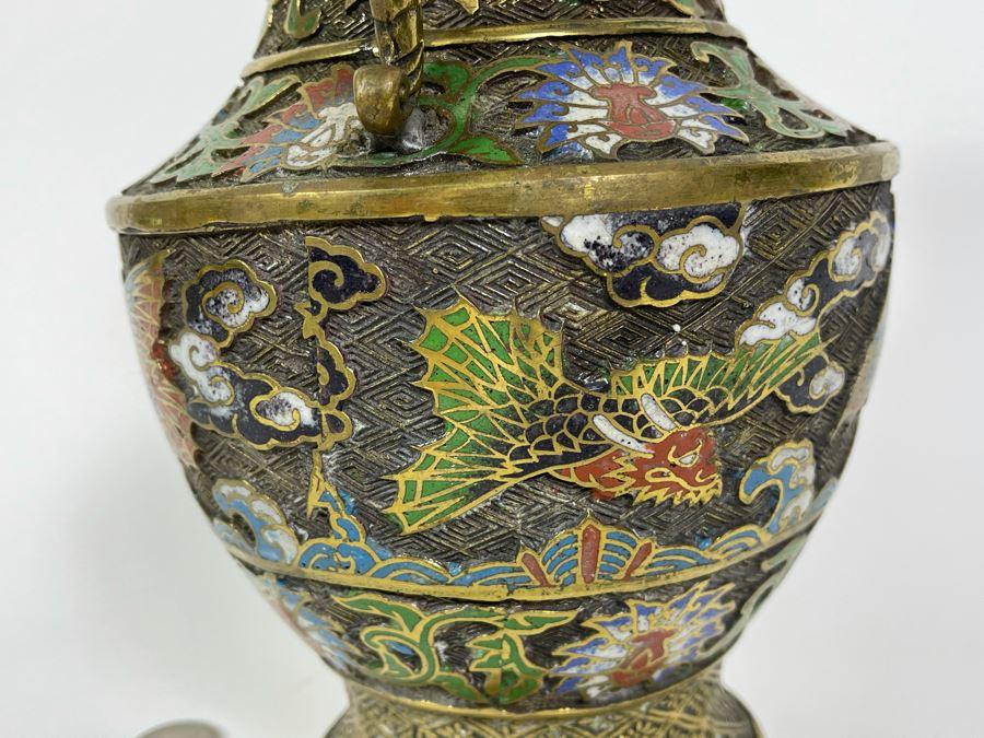 Vintage Japanese Champleve Vase 6.5W X 9.5H [Photo 8]