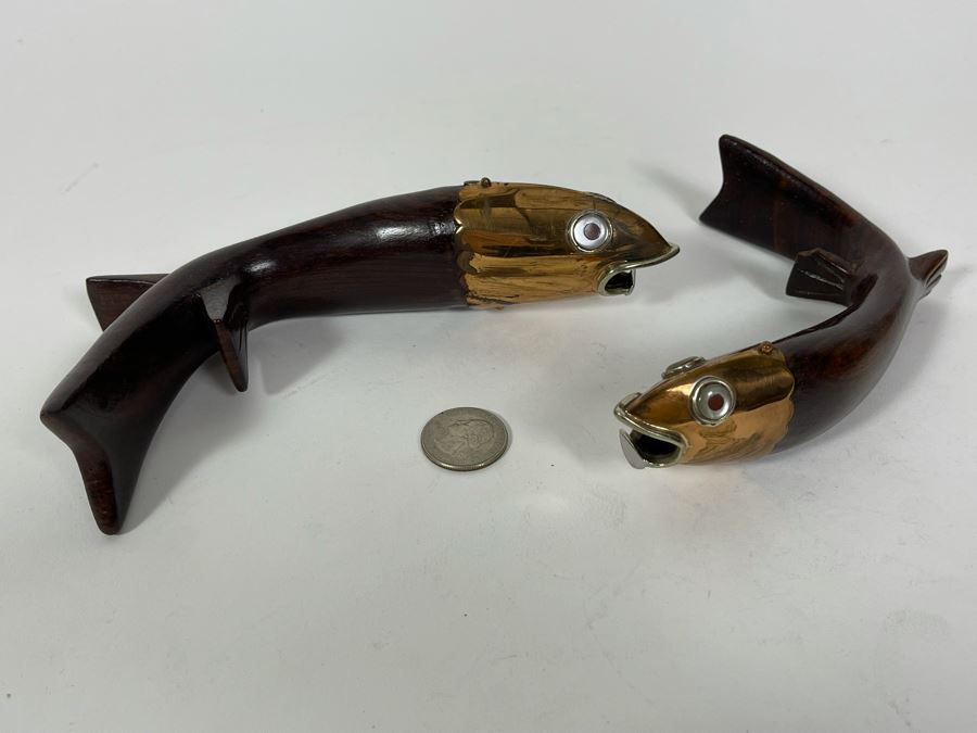 Pair Of Los Castillo Taxco Mexico Wood And Metal Fish Bottle Openers [Photo 4]