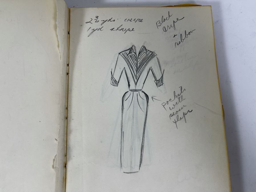 Sketch Book Journal Featuring Dozens Of Hand Drawn Costume Dress Designs (Attributed To Jacquelyn Littlefield) [Photo 4]