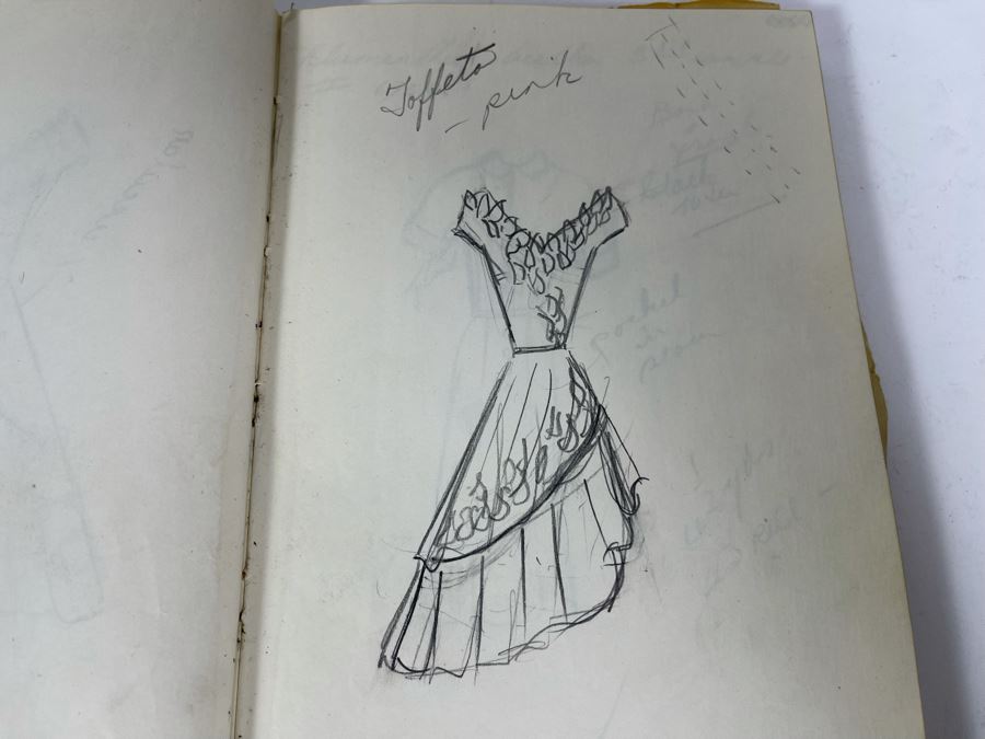 Sketch Book Journal Featuring Dozens Of Hand Drawn Costume Dress Designs (Attributed To Jacquelyn Littlefield) [Photo 14]