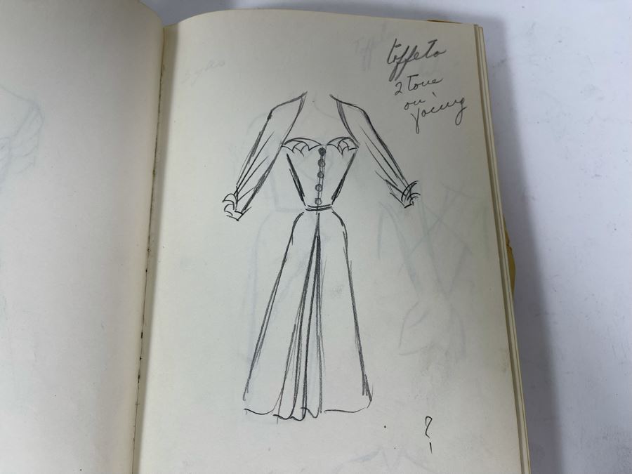 Sketch Book Journal Featuring Dozens Of Hand Drawn Costume Dress Designs (Attributed To Jacquelyn Littlefield) [Photo 9]