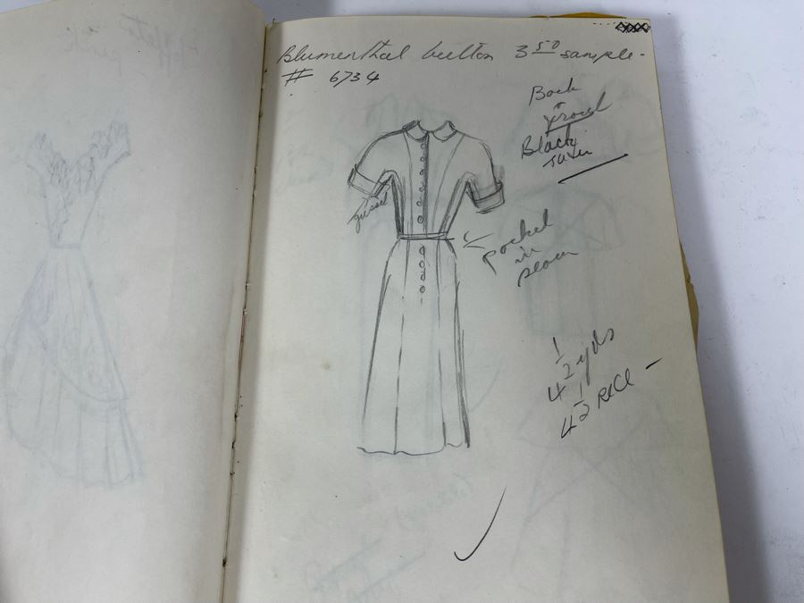 Sketch Book Journal Featuring Dozens Of Hand Drawn Costume Dress Designs (Attributed To Jacquelyn Littlefield) [Photo 15]