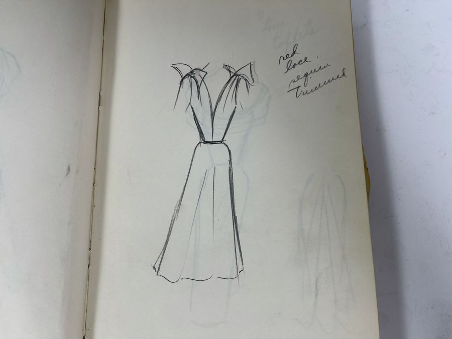 Sketch Book Journal Featuring Dozens Of Hand Drawn Costume Dress Designs (Attributed To Jacquelyn Littlefield) [Photo 7]
