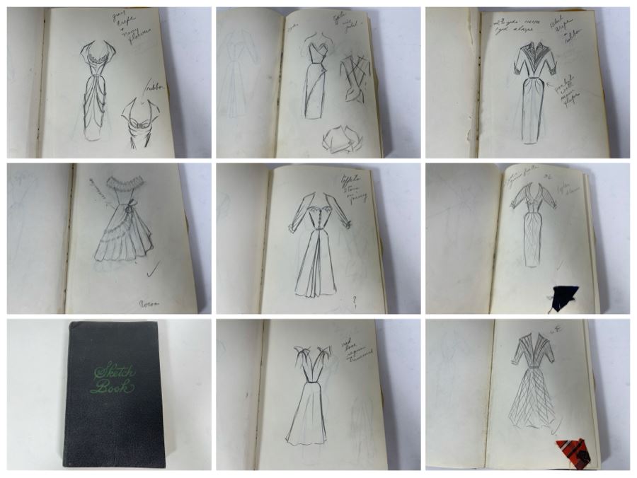 Sketch Book Journal Featuring Dozens Of Hand Drawn Costume Dress Designs (Attributed To Jacquelyn Littlefield) [Photo 1]