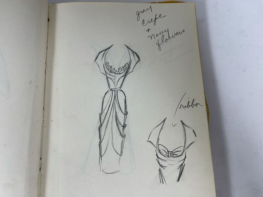 Sketch Book Journal Featuring Dozens Of Hand Drawn Costume Dress Designs (Attributed To Jacquelyn Littlefield) [Photo 6]