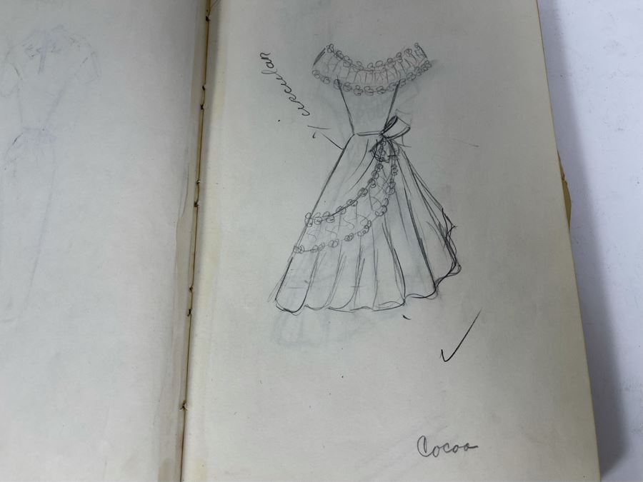 Sketch Book Journal Featuring Dozens Of Hand Drawn Costume Dress Designs (Attributed To Jacquelyn Littlefield) [Photo 13]