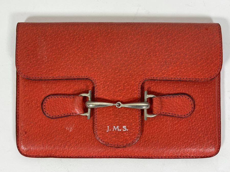 Red Gucci Wallet With J.M.S. Monogram 6 X 4