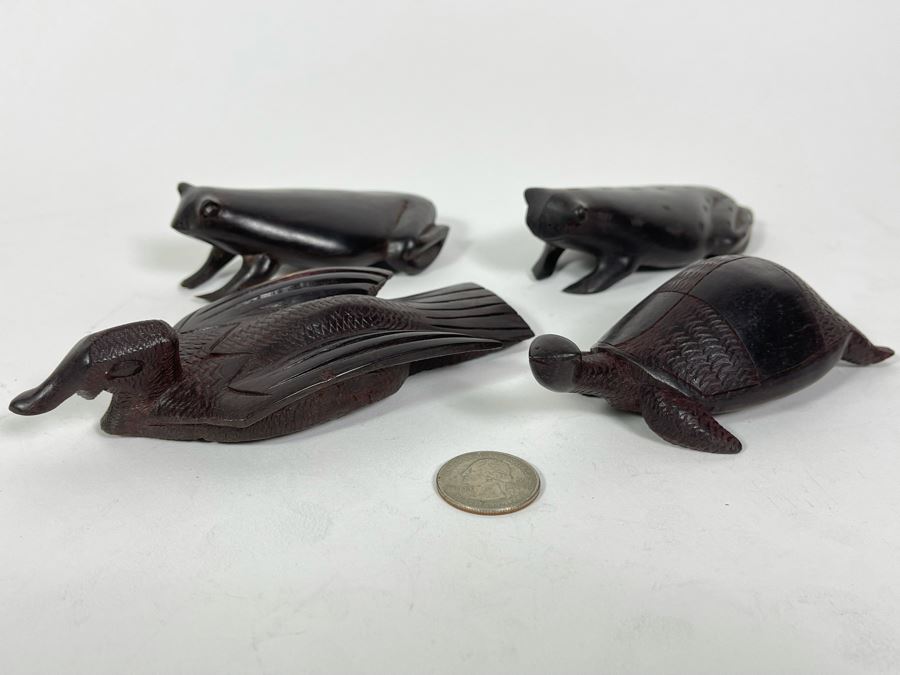 Collection Of Four Carved Hardwood Animals From Africa [Photo 1]