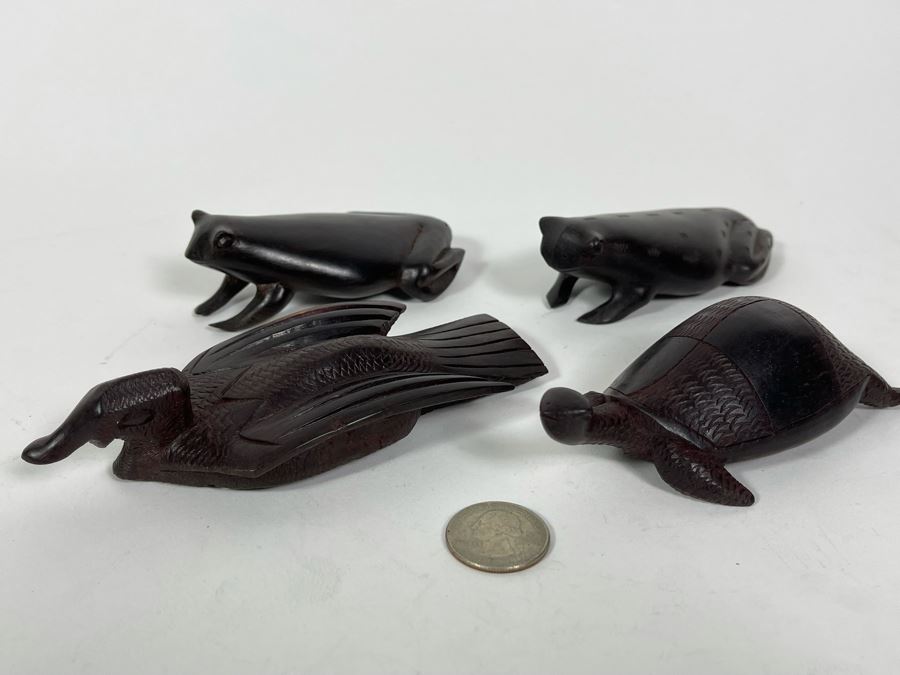 Collection Of Four Carved Hardwood Animals From Africa [Photo 2]