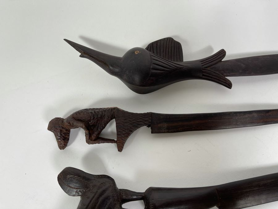Collection Of Seven Carved Hardwood Animal Letter Openers From Africa [Photo 8]
