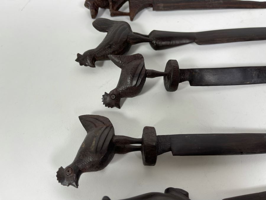 Collection Of Seven Carved Hardwood Animal Letter Openers From Africa [Photo 7]