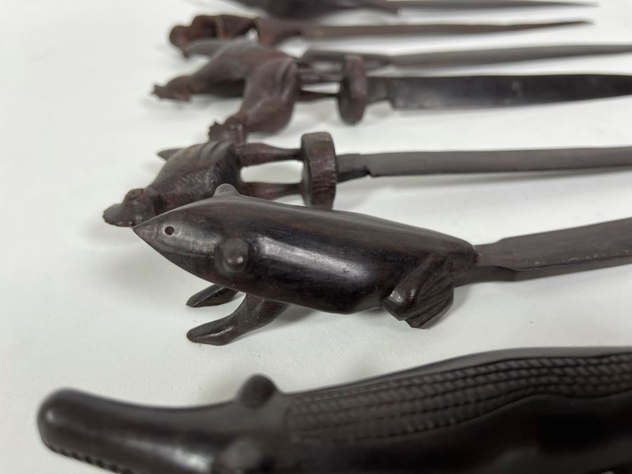 Collection Of Seven Carved Hardwood Animal Letter Openers From Africa [Photo 6]