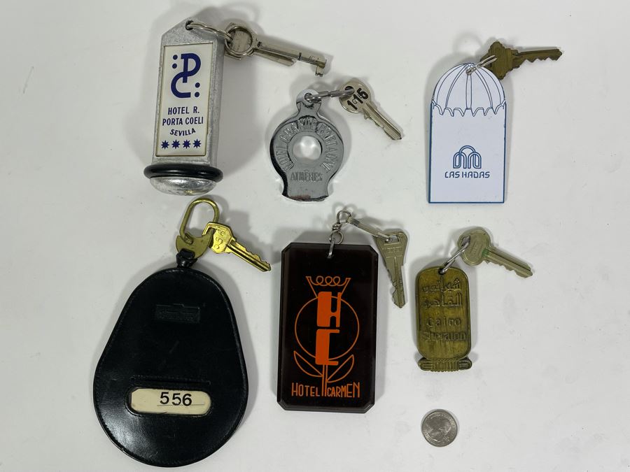 Collection Of Six Vintage Overseas Hotel Keys [Photo 1]