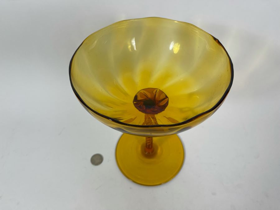 Footed Amber Glass Compote 9.5H [Photo 4]
