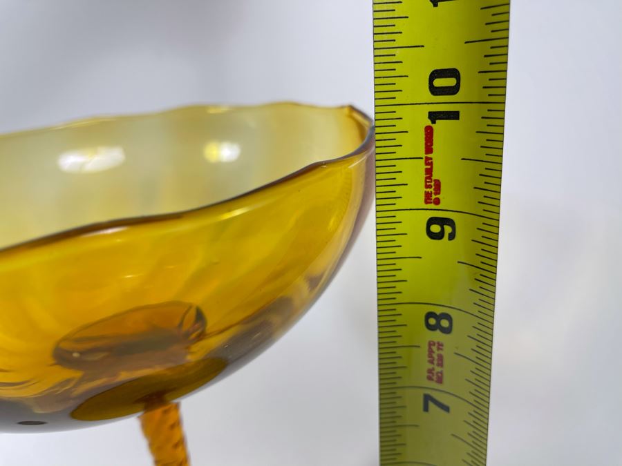 Footed Amber Glass Compote 9.5H [Photo 5]