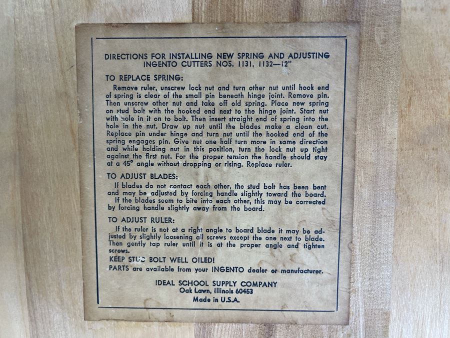 Vintage Ingento Paper Cutter Model No 4 [Photo 8]