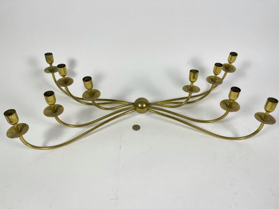 Mid-Century Brass Candelabra Signed Italy 26W X 13D X 6H [Photo 3]