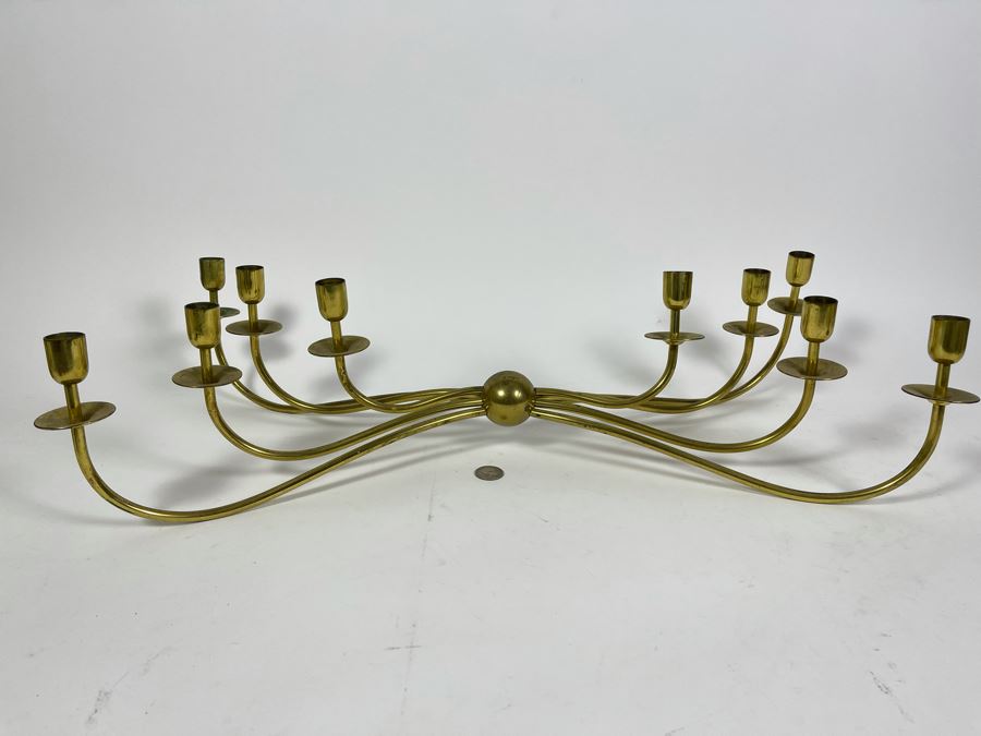 Mid-Century Brass Candelabra Signed Italy 26W X 13D X 6H [Photo 2]