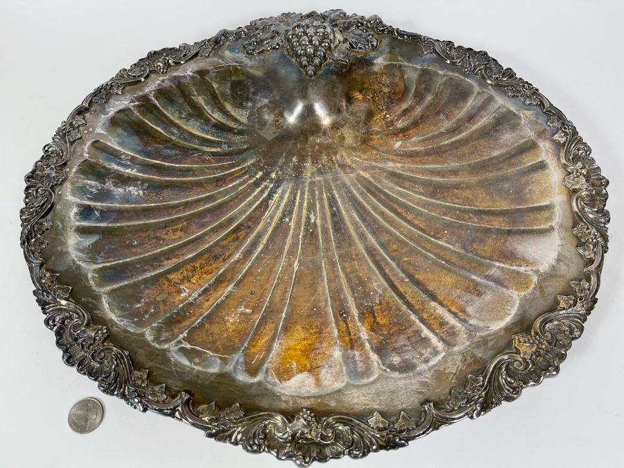 Queen Victory Footed Silverplate Shell Dish 18.5W X 16D [Photo 3]
