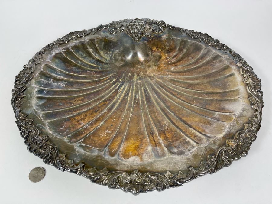 Queen Victory Footed Silverplate Shell Dish 18.5W X 16D [Photo 2]