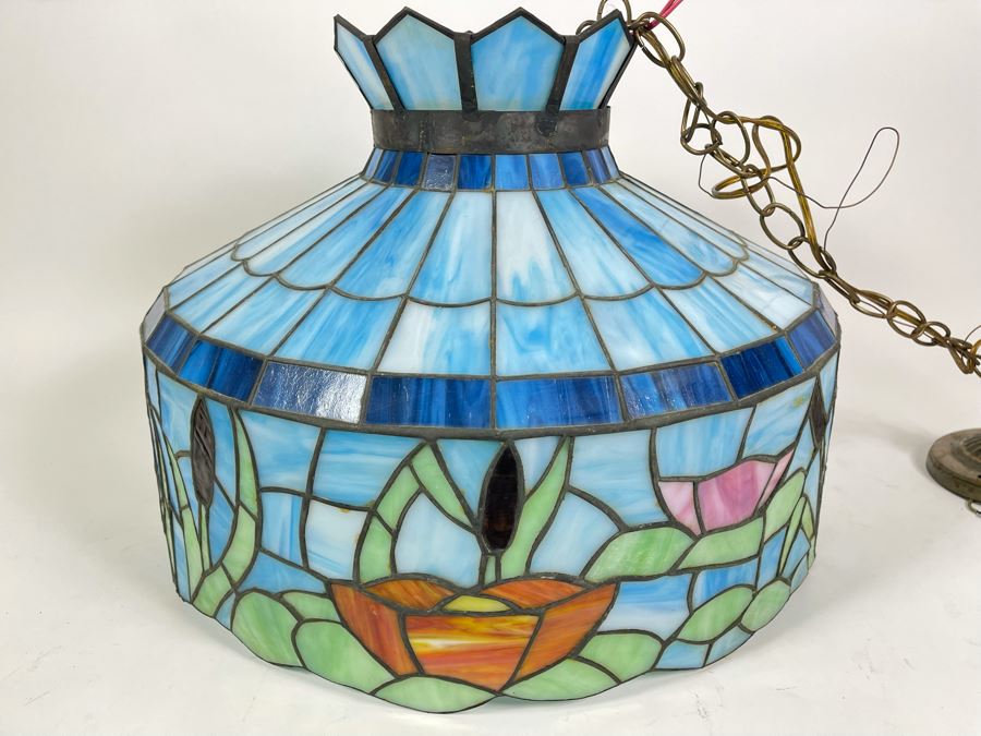 Vintage Swensen's Ice Cream Parlor From Spreckels Building San Diego Stained Glass Hanging Light Fixture 20W X 15H [Photo 6]