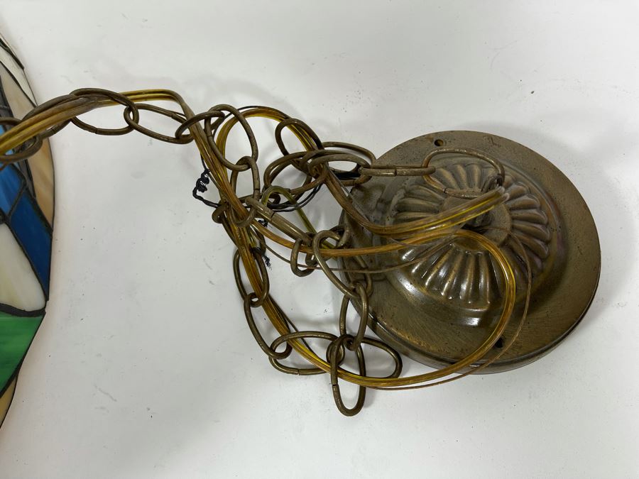 Vintage Swensen's Ice Cream Parlor From Spreckels Building San Diego Stained Glass Hanging Light Fixture 20W X 15H [Photo 4]