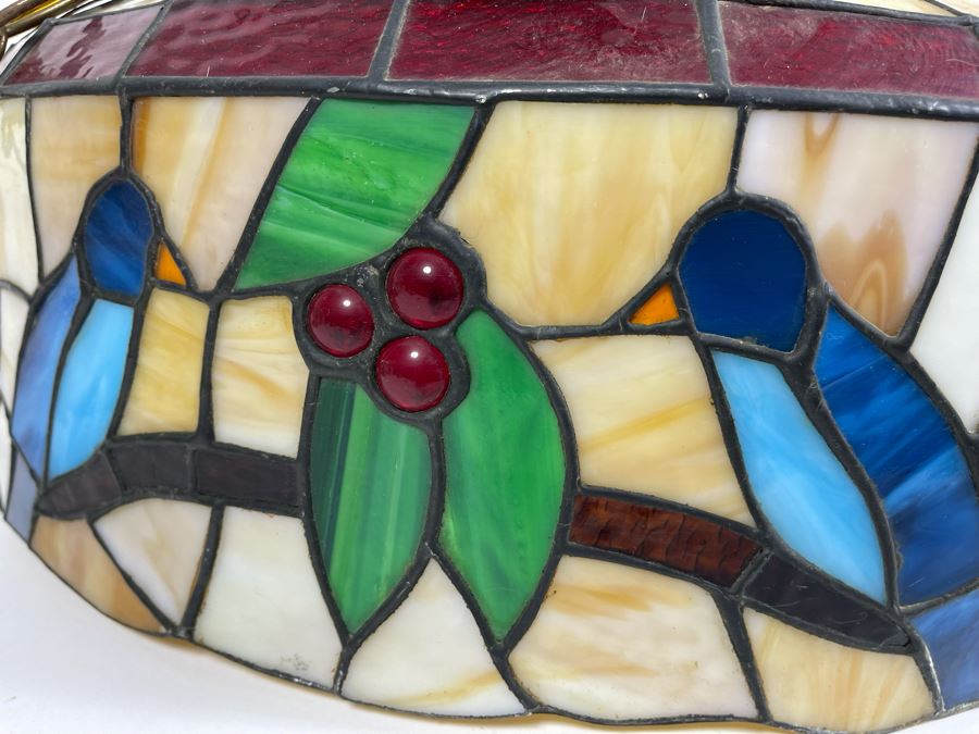 Vintage Swensen's Ice Cream Parlor From Spreckels Building San Diego Stained Glass Hanging Light Fixture 20W X 15H [Photo 8]