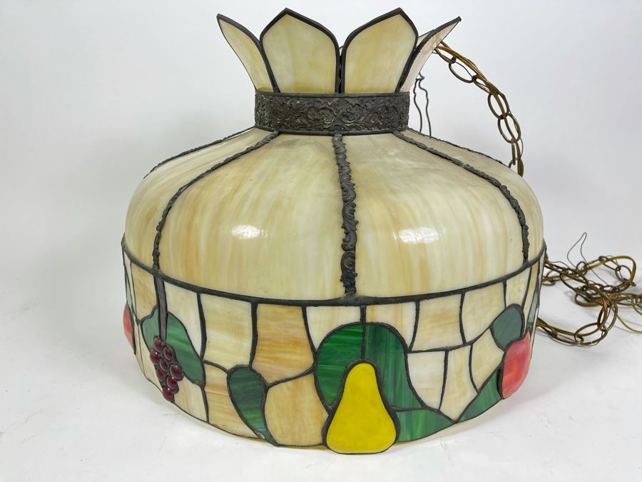 Vintage Swensen's Ice Cream Parlor From Spreckels Building San Diego Stained Glass Hanging Light Fixture 20W X 15H [Photo 4]