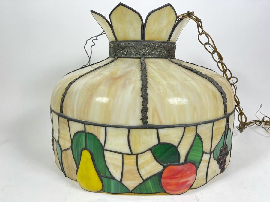 Vintage Swensen's Ice Cream Parlor From Spreckels Building San Diego Stained Glass Hanging Light Fixture 20W X 15H [Photo 1]