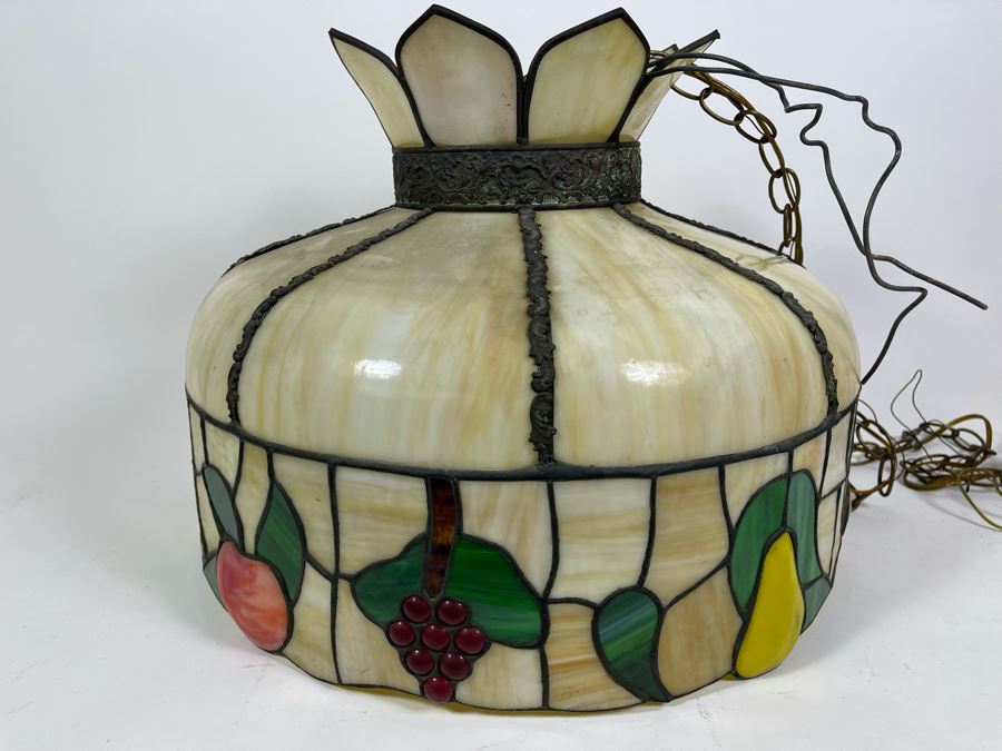 Vintage Swensen's Ice Cream Parlor From Spreckels Building San Diego Stained Glass Hanging Light Fixture 20W X 15H [Photo 7]