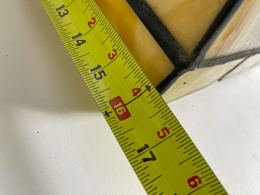 Vintage Swensen's Ice Cream Parlor From Spreckels Building San Diego Stained Glass Hanging Light Fixture (One Stained Glass Panel Needs Repair/Replacement - See Photos) 30.5W X 16D X 13.5H [Photo 14]