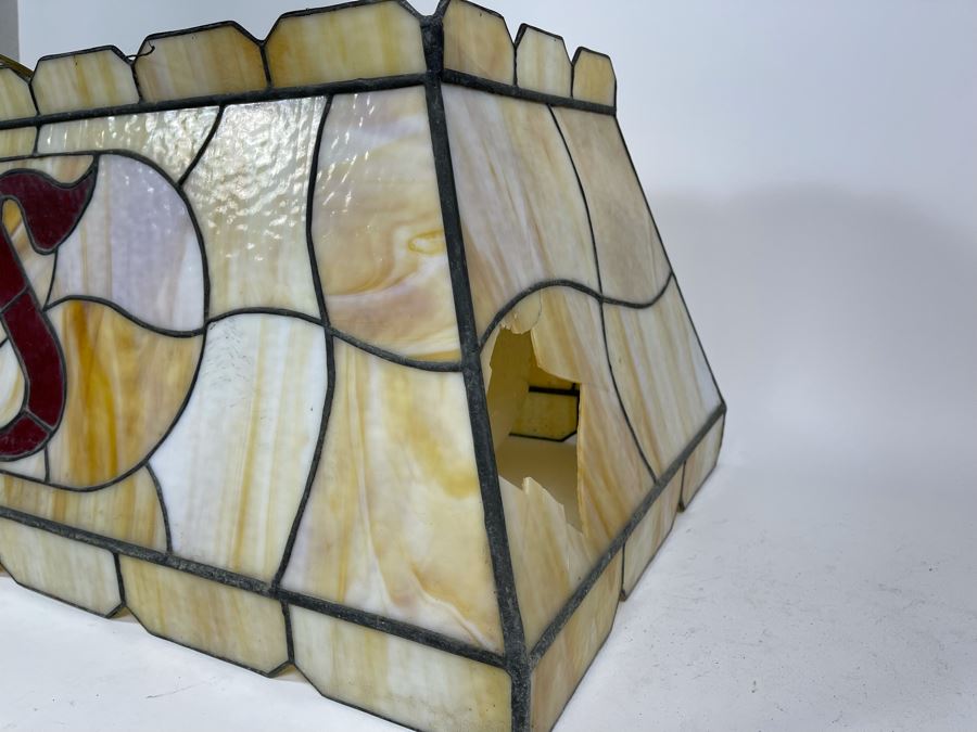 Vintage Swensen's Ice Cream Parlor From Spreckels Building San Diego Stained Glass Hanging Light Fixture (One Stained Glass Panel Needs Repair/Replacement - See Photos) 30.5W X 16D X 13.5H [Photo 11]