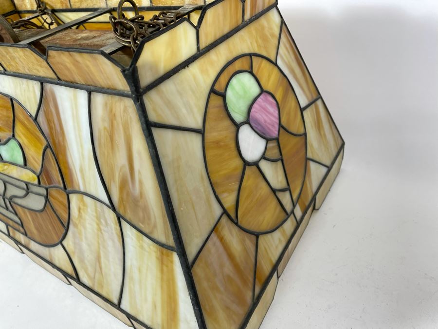 Vintage Swensen's Ice Cream Parlor From Spreckels Building San Diego Stained Glass Hanging Light Fixture (Ice Cream Sundae - See Photos) 30.5W X 16D X 13.5H [Photo 6]