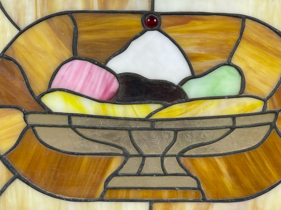 Vintage Swensen's Ice Cream Parlor From Spreckels Building San Diego Stained Glass Hanging Light Fixture (Ice Cream Sundae - See Photos) 30.5W X 16D X 13.5H [Photo 3]