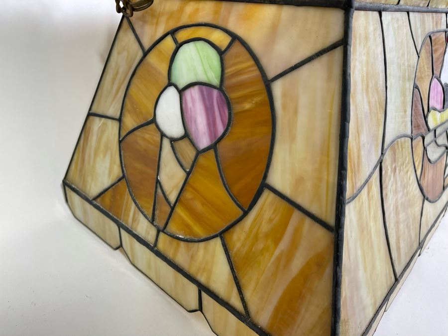Vintage Swensen's Ice Cream Parlor From Spreckels Building San Diego Stained Glass Hanging Light Fixture (Ice Cream Sundae - See Photos) 30.5W X 16D X 13.5H [Photo 9]