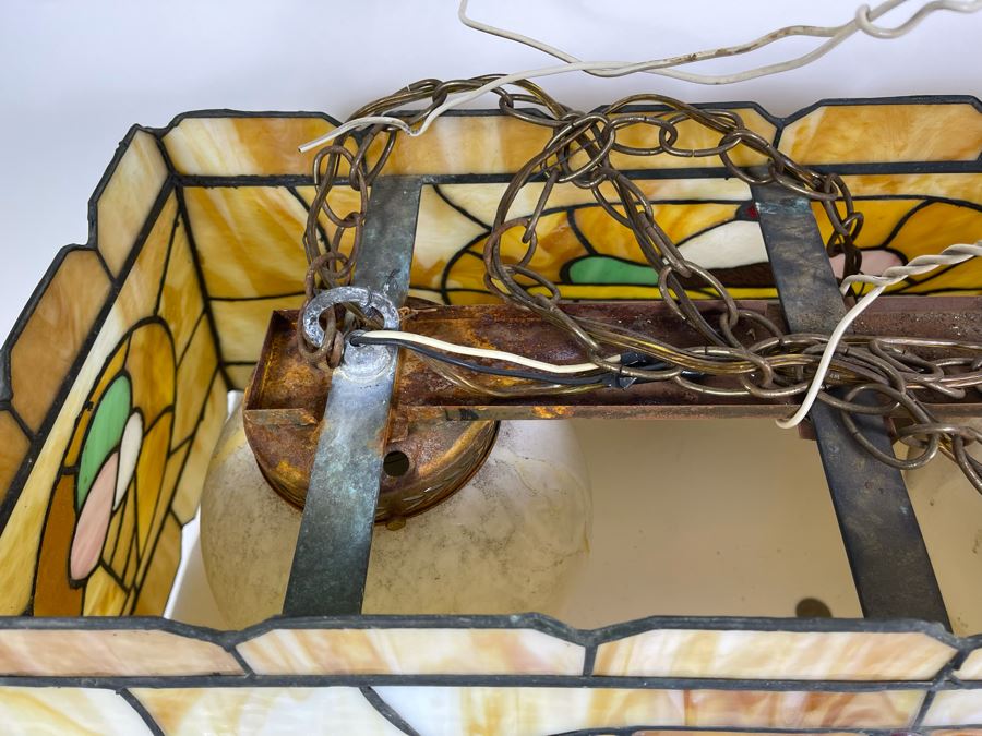 Vintage Swensen's Ice Cream Parlor From Spreckels Building San Diego Stained Glass Hanging Light Fixture (Ice Cream Sundae - See Photos) 30.5W X 16D X 13.5H [Photo 9]