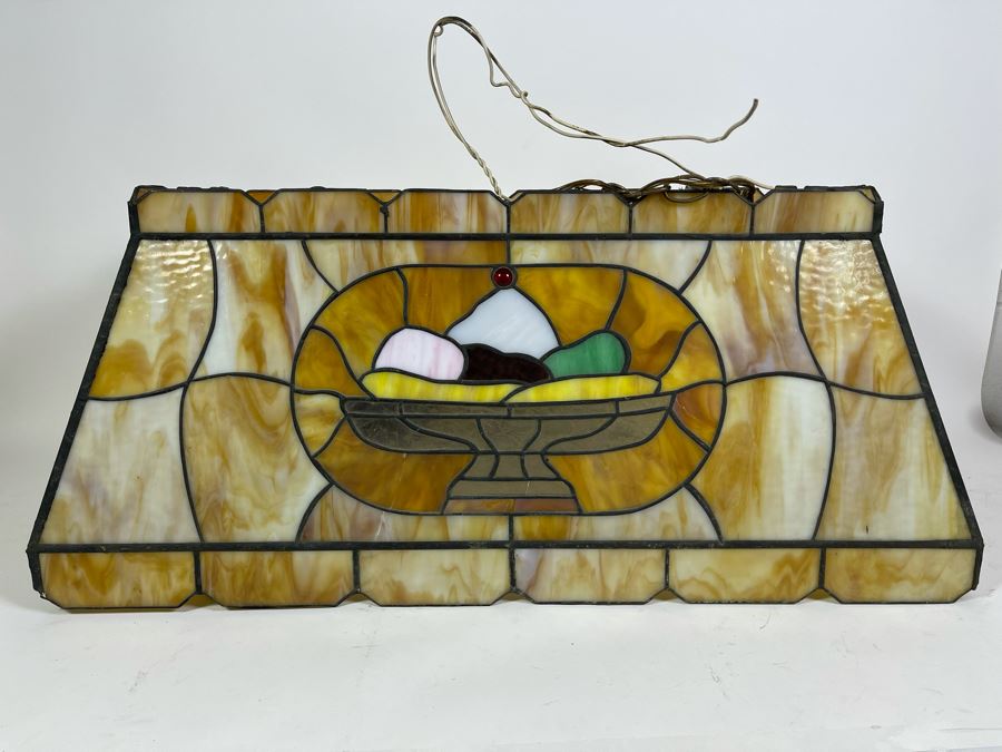 Vintage Swensen's Ice Cream Parlor From Spreckels Building San Diego Stained Glass Hanging Light Fixture (Ice Cream Sundae - See Photos) 30.5W X 16D X 13.5H [Photo 12]