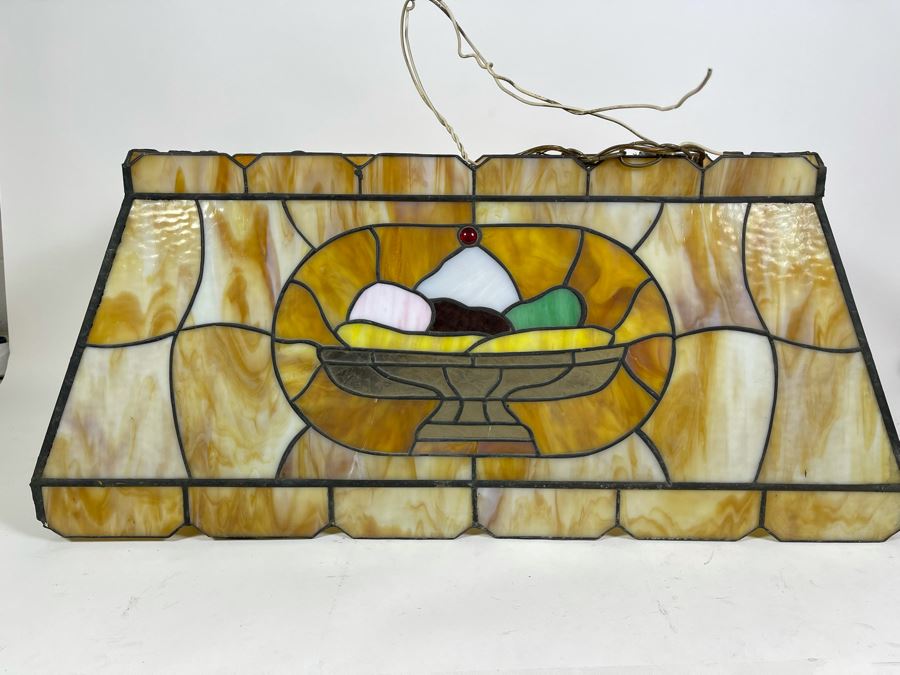 Vintage Swensen's Ice Cream Parlor From Spreckels Building San Diego Stained Glass Hanging Light Fixture (Ice Cream Sundae - See Photos) 30.5W X 16D X 13.5H [Photo 13]