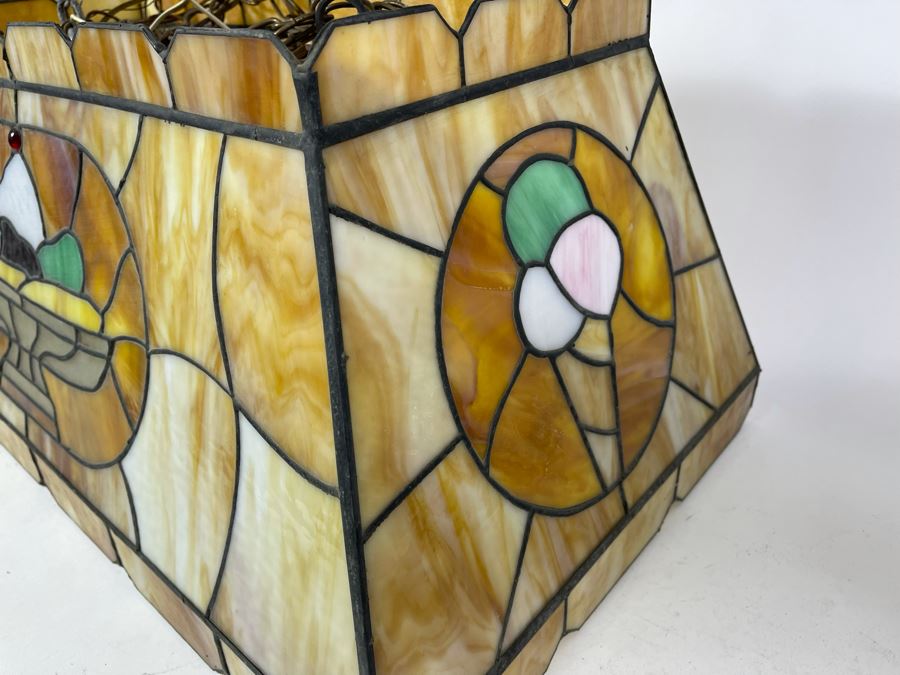 Vintage Swensen's Ice Cream Parlor From Spreckels Building San Diego Stained Glass Hanging Light Fixture (Ice Cream Sundae - See Photos) 30.5W X 16D X 13.5H [Photo 4]